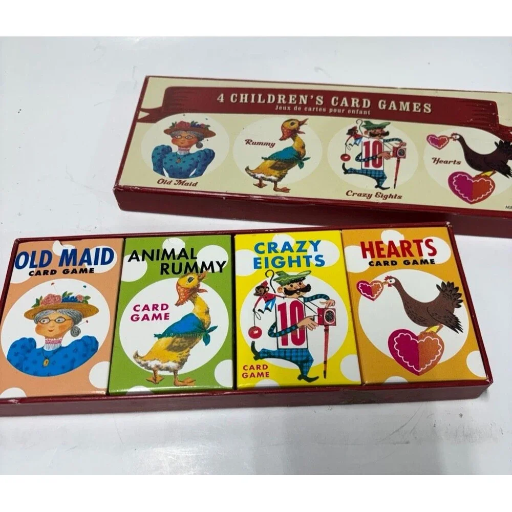 Restoration Hardware 4 Children's Card Games Old Maid Hearts Crazy Eights Rummy